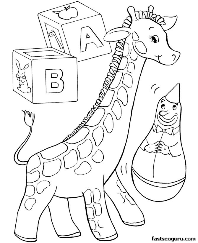 Print out Christmas Coloring Pages kids toy giraff